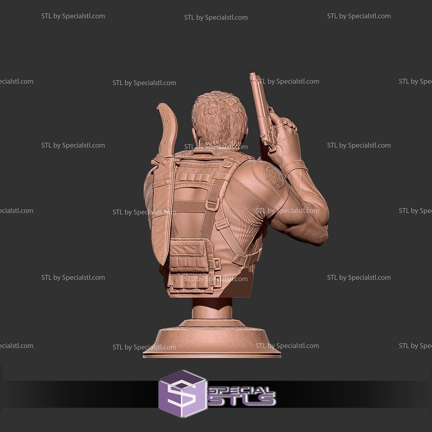 Chris Redfield Bust Resident Evil 5 STL Files 3D Model — view 3