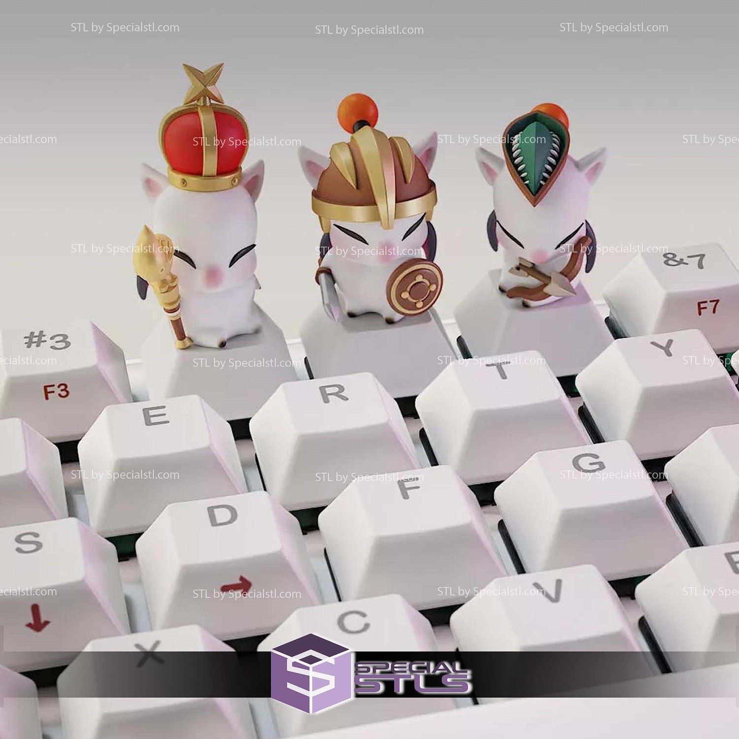 Moogle Final Fantasy Keycaps STL Files 3D Model — view 2