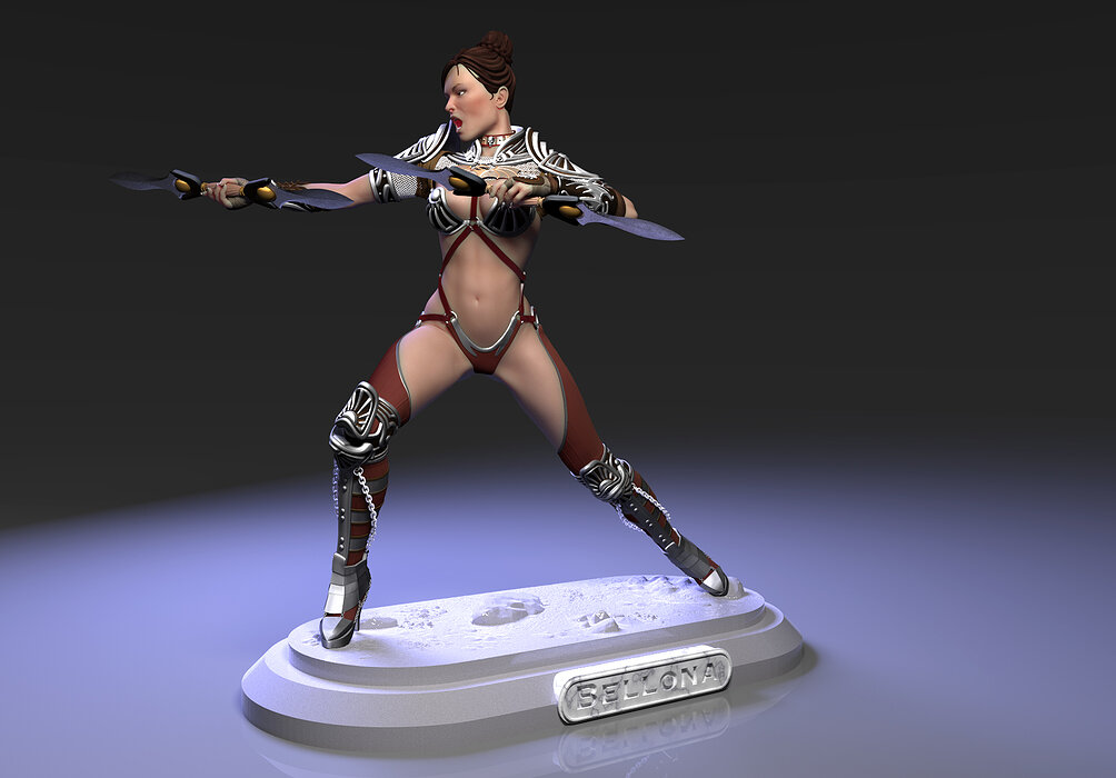 Bellona attack pose 3D STL Model — view 2