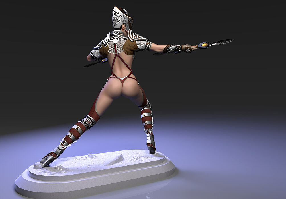 Bellona attack pose 3D STL Model — view 3