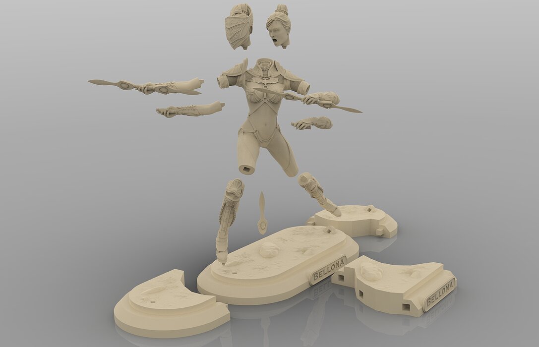 Bellona attack pose 3D STL Model — view 4