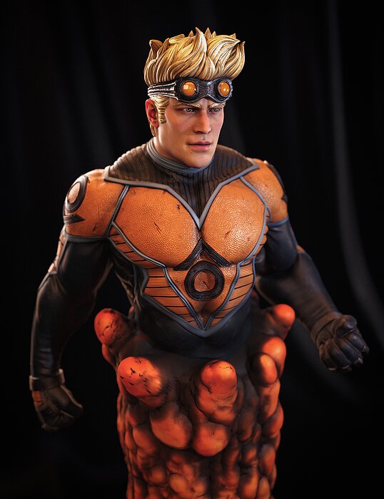 Cannonball New Mutants X-Men Statue for 3d Print STL Model — view 6