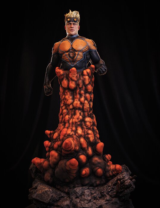 Cannonball New Mutants X-Men Statue for 3d Print STL Model — view 8