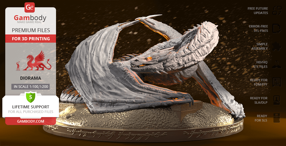 Smaug the Golden 3D Print Files | Assembly STL Model