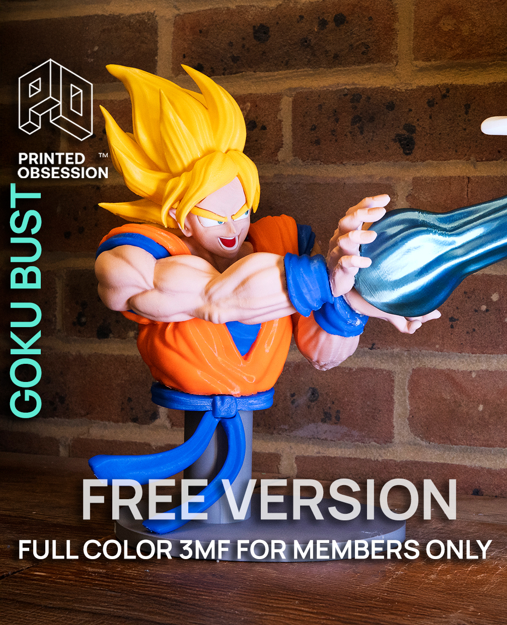 Goku Bust Kamehameha - DBZ - Fan Art - FREE VERSION 3D STL Model