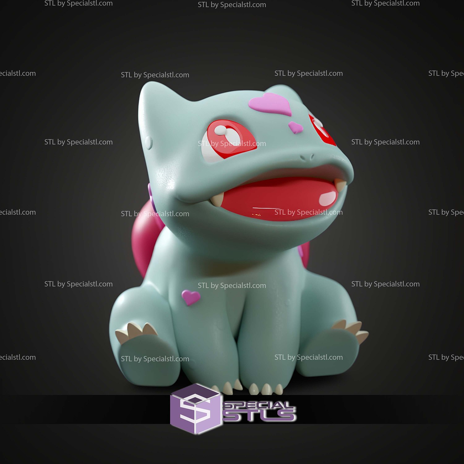 Basic Pokemon Collection Sitting Rose Bulbasaur 3D STL Model — view 3