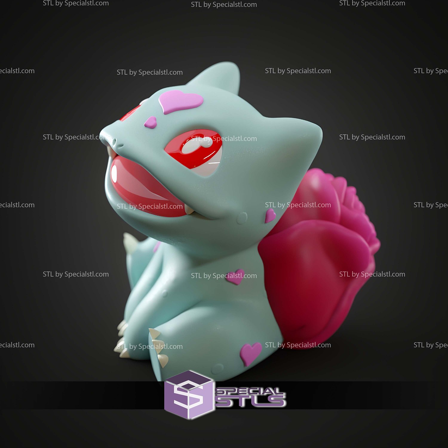 Basic Pokemon Collection Sitting Rose Bulbasaur 3D STL Model — view 4