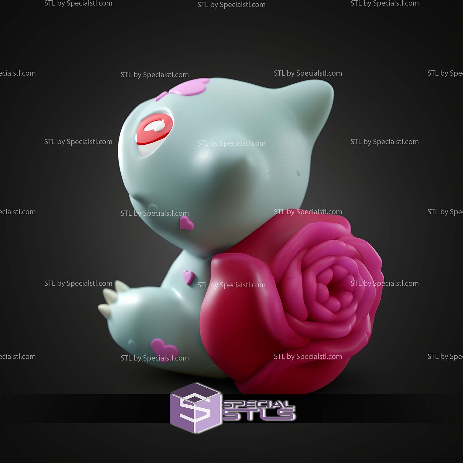 Basic Pokemon Collection Sitting Rose Bulbasaur 3D STL Model — view 5