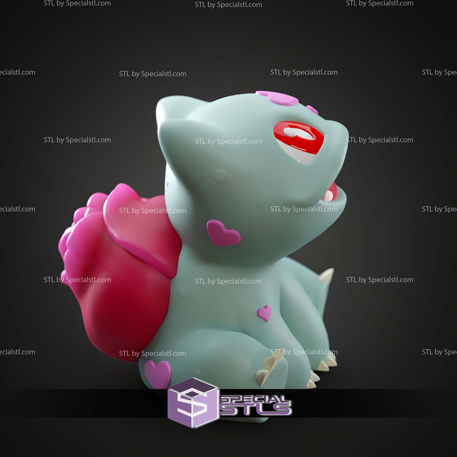 Basic Pokemon Collection Sitting Rose Bulbasaur 3D STL Model — view 6