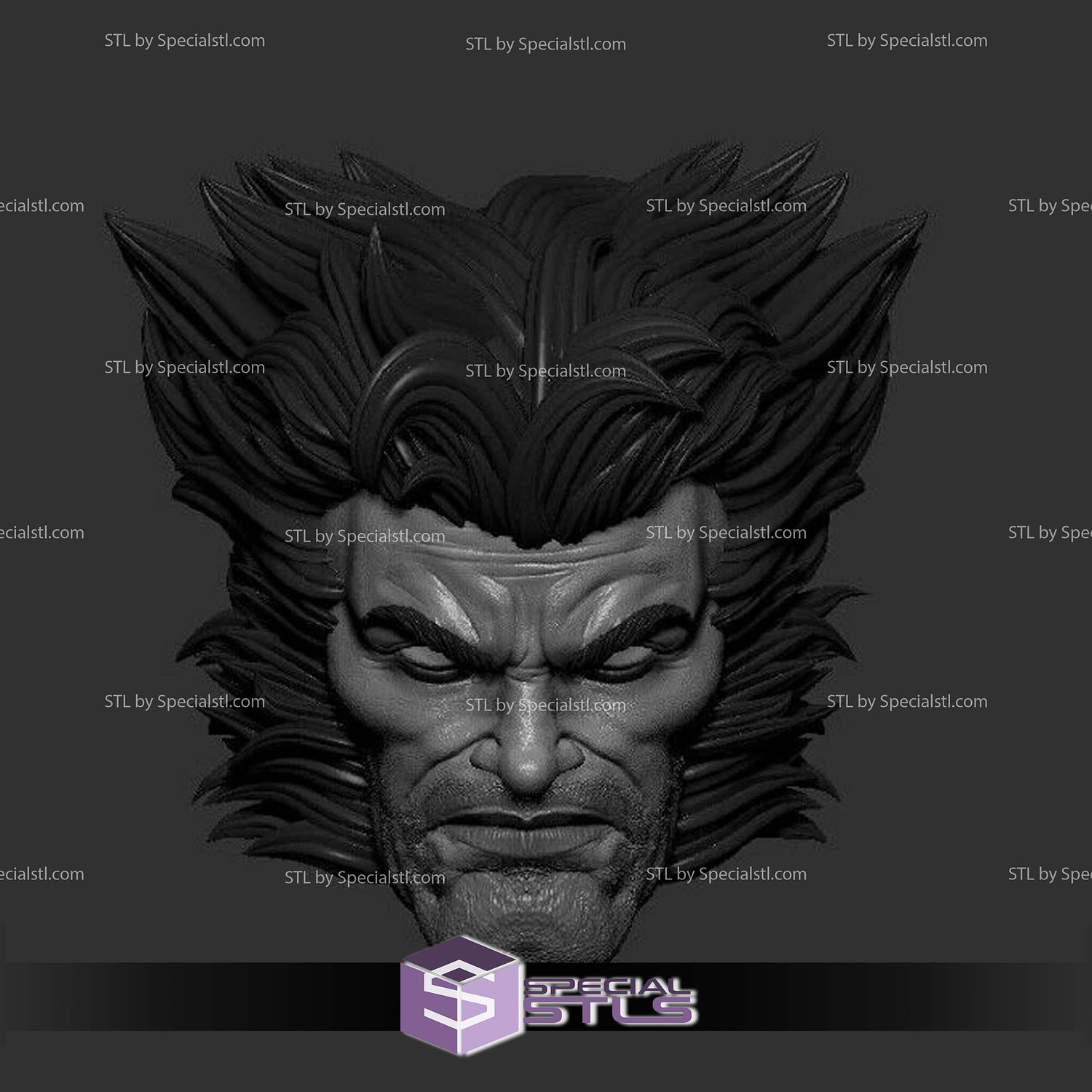 Custom Head STL Logan Wolverine X Men 3D Model — view 2