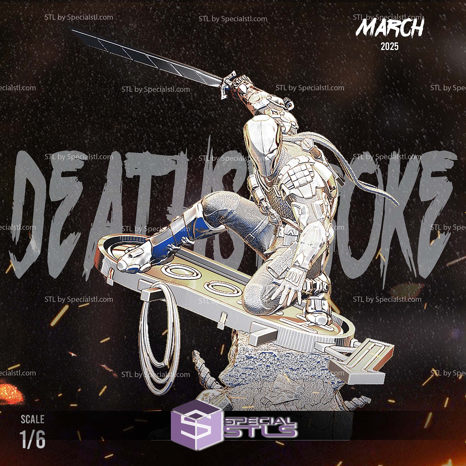 Deathstroke Battle 1-6 3D Printer Files STL Model — view 4