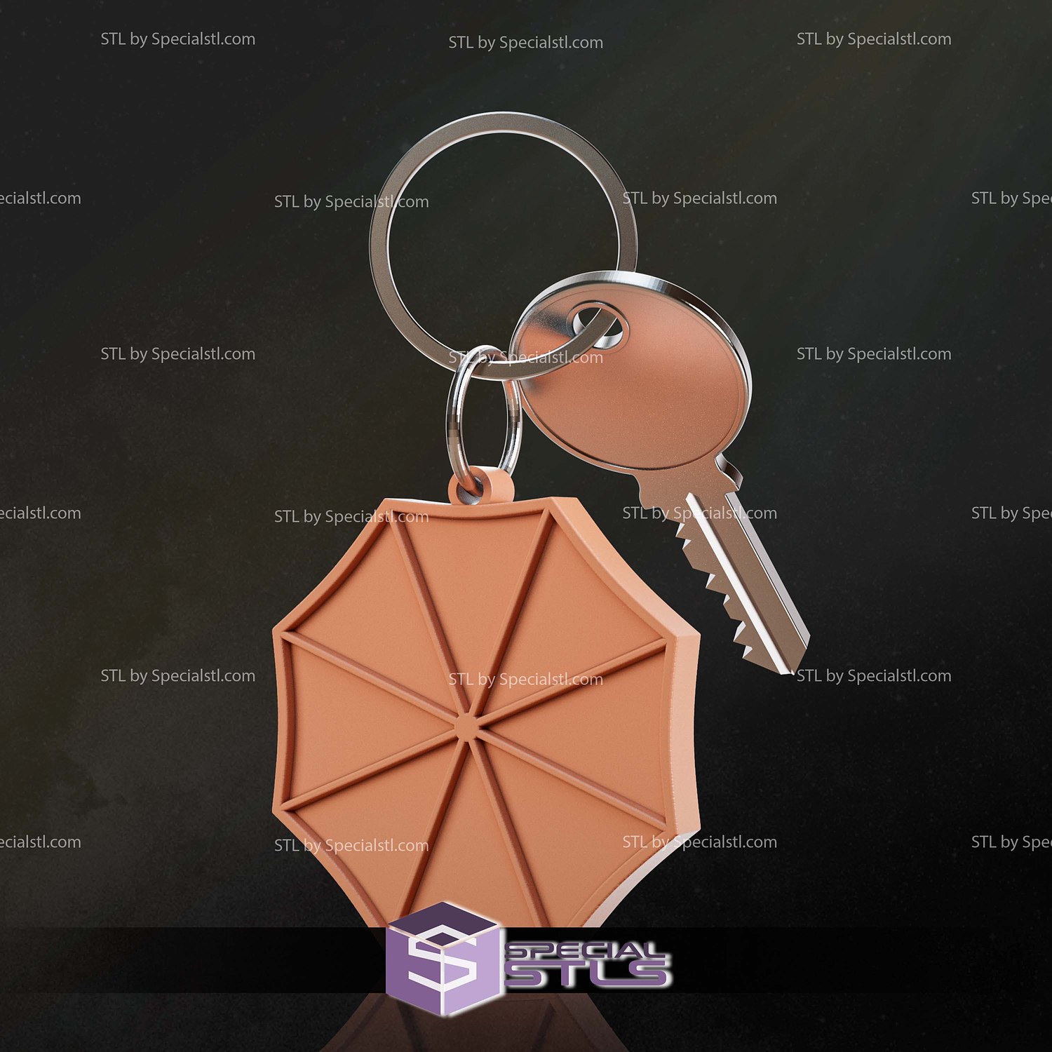 Resident Evil Logo Keychain STL Files 3D Model — view 2