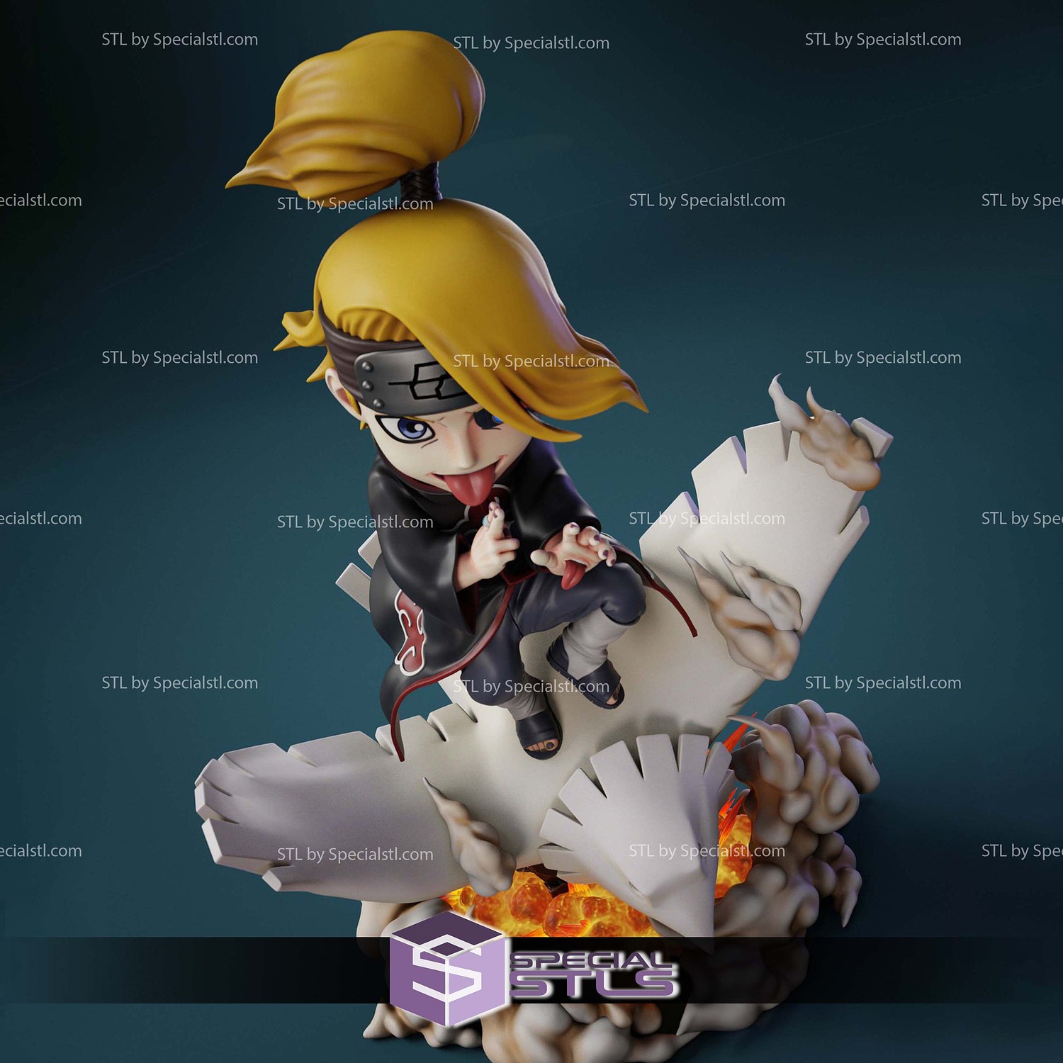 Deidara Naruto Shippuden Chibi 3D Printer Files STL Model — view 4