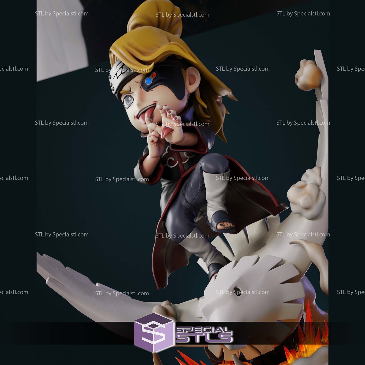 Deidara Naruto Shippuden Chibi 3D Printer Files STL Model — view 5
