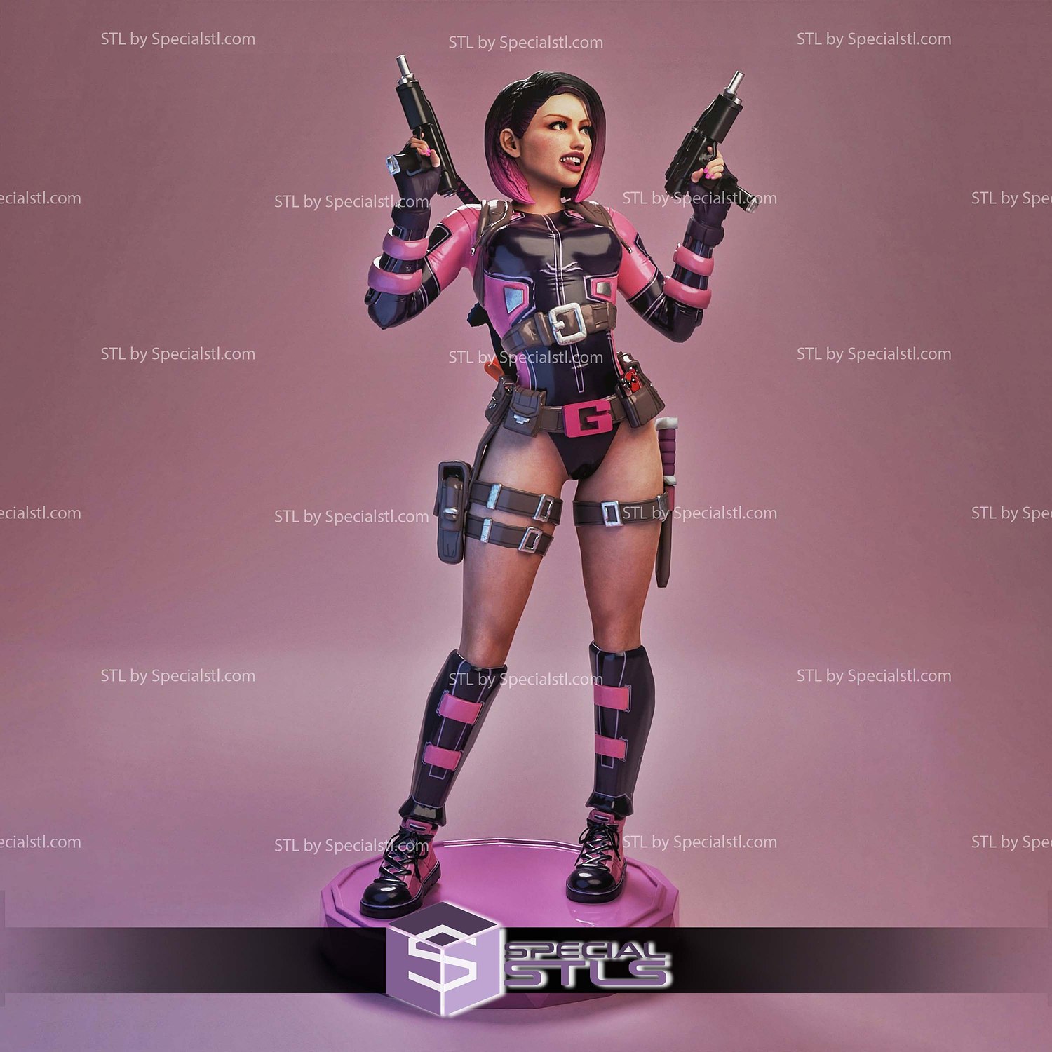 Gwenpool Pink 1-4 STL Files 3D Model — view 3
