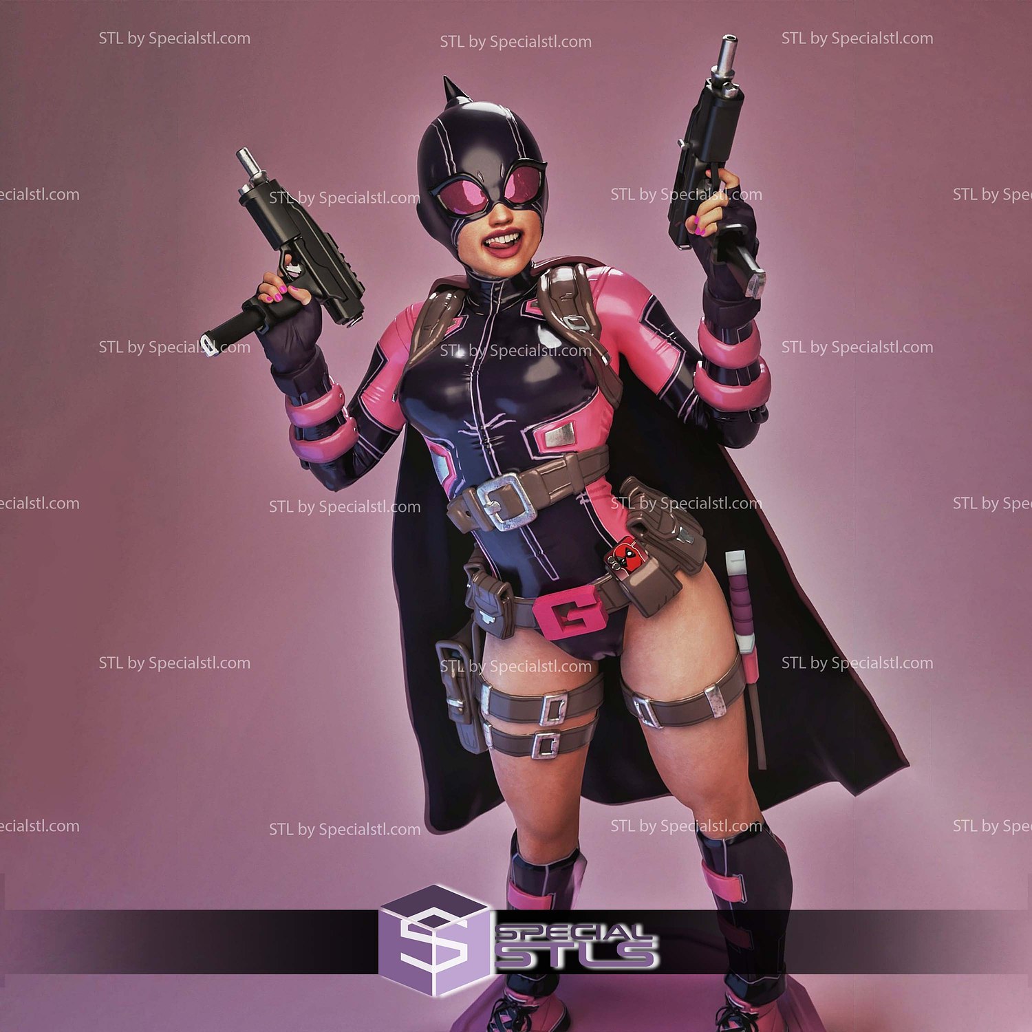 Gwenpool Pink 1-4 STL Files 3D Model — view 4