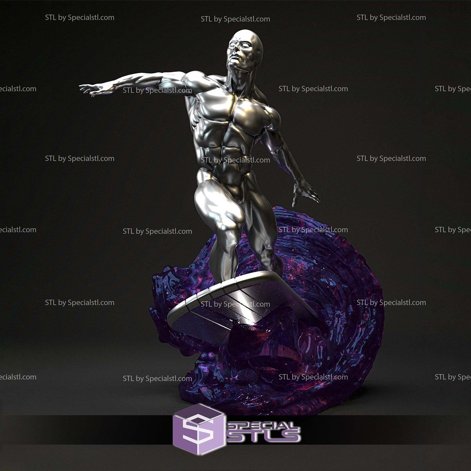 Classic Silver Surfer 3D Printer Files STL Model — view 4