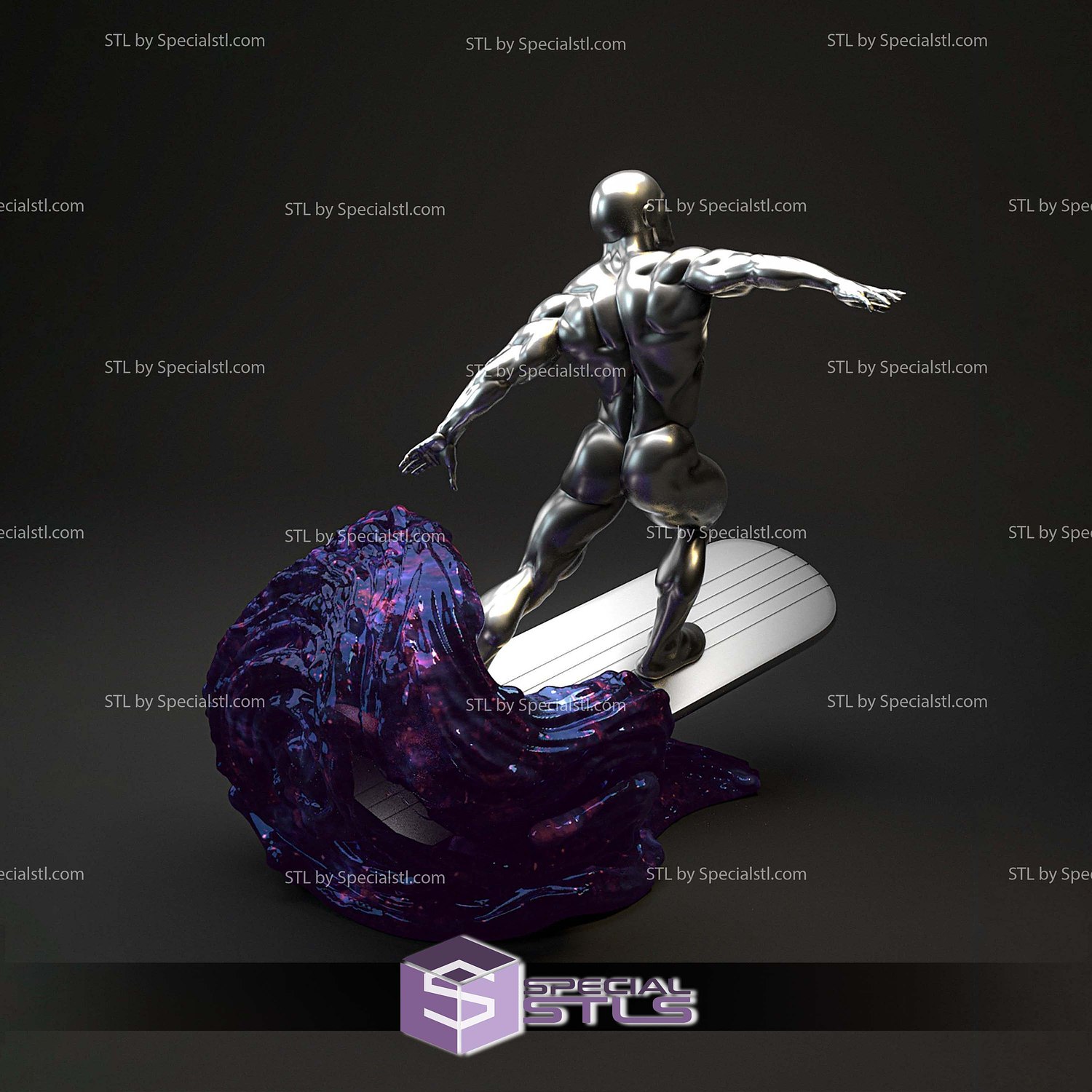 Classic Silver Surfer 3D Printer Files STL Model — view 5