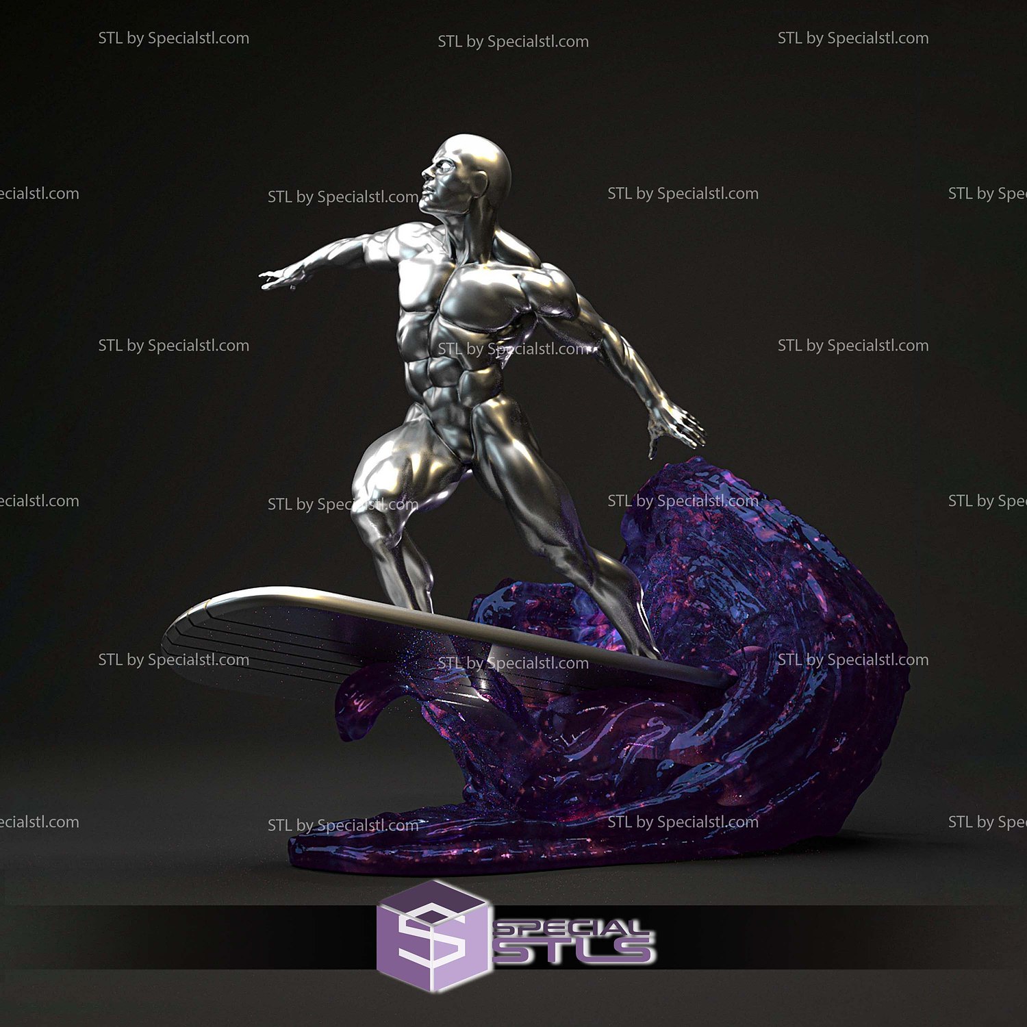 Classic Silver Surfer 3D Printer Files STL Model — view 6