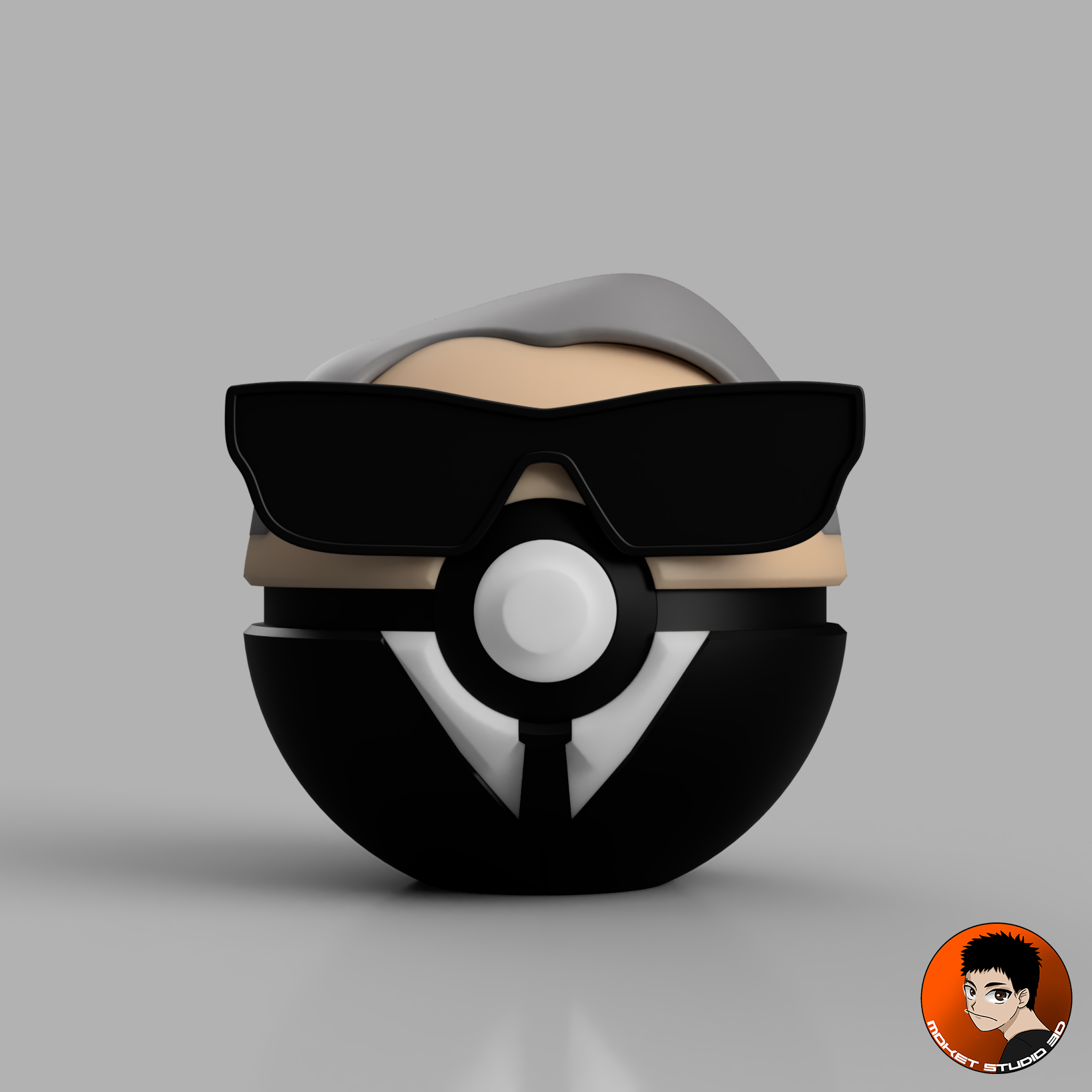 Agent K - MIB Pokeball 3D STL Model — view 2