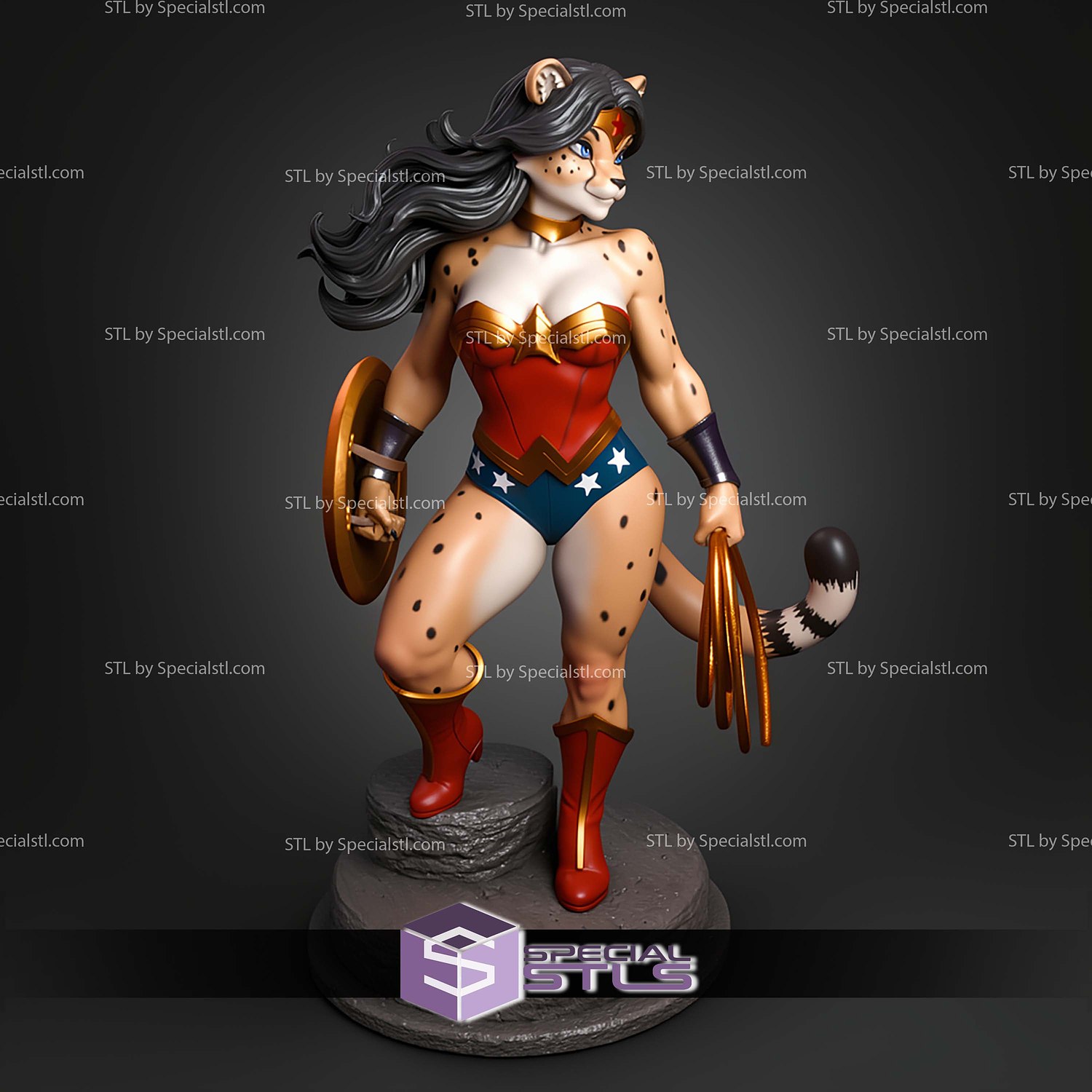 Anthro Wonder Woman STL Files 3D Model — view 6