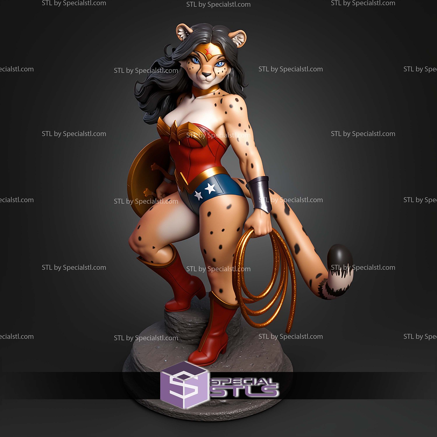 Anthro Wonder Woman STL Files 3D Model — view 8