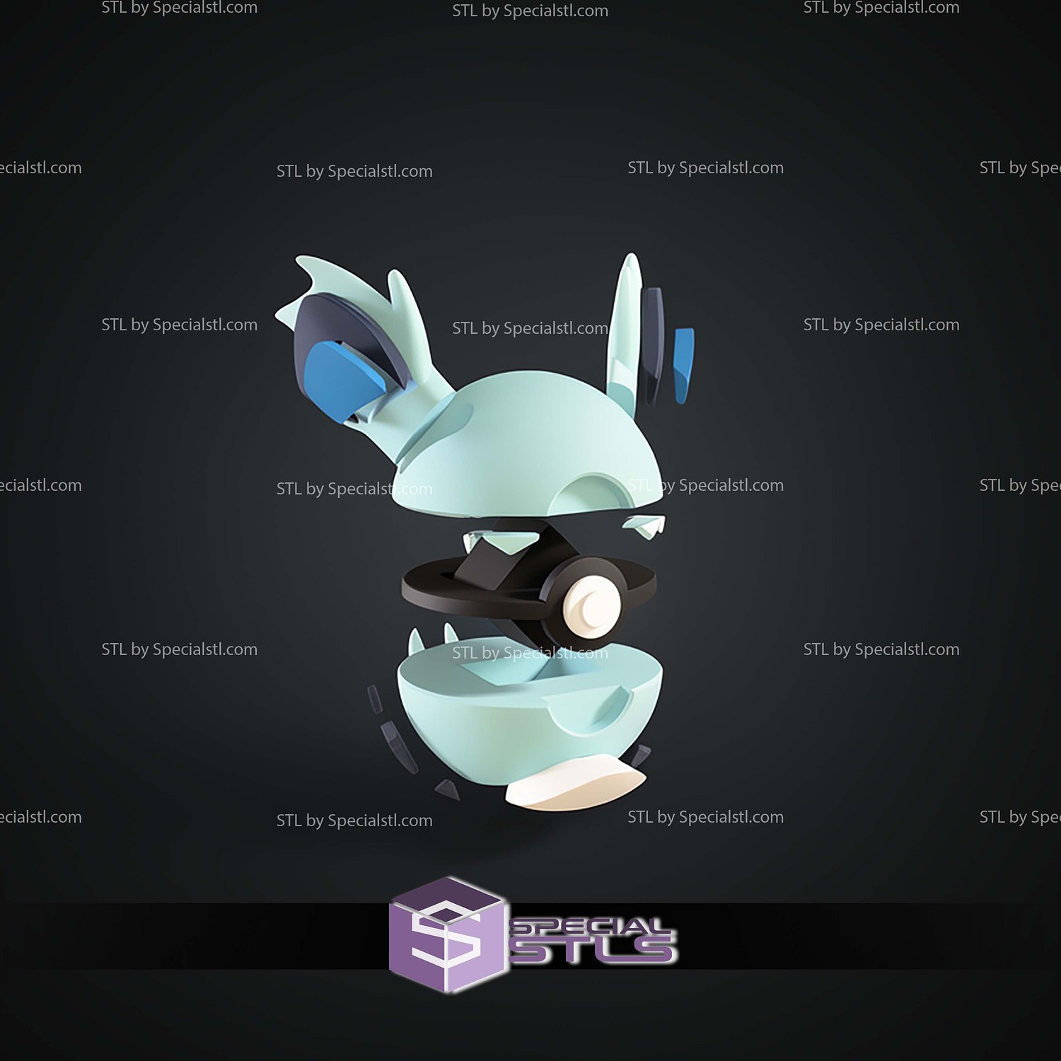 Super Basic Pokemon Nidorina Pokeball 3D STL Model — view 2