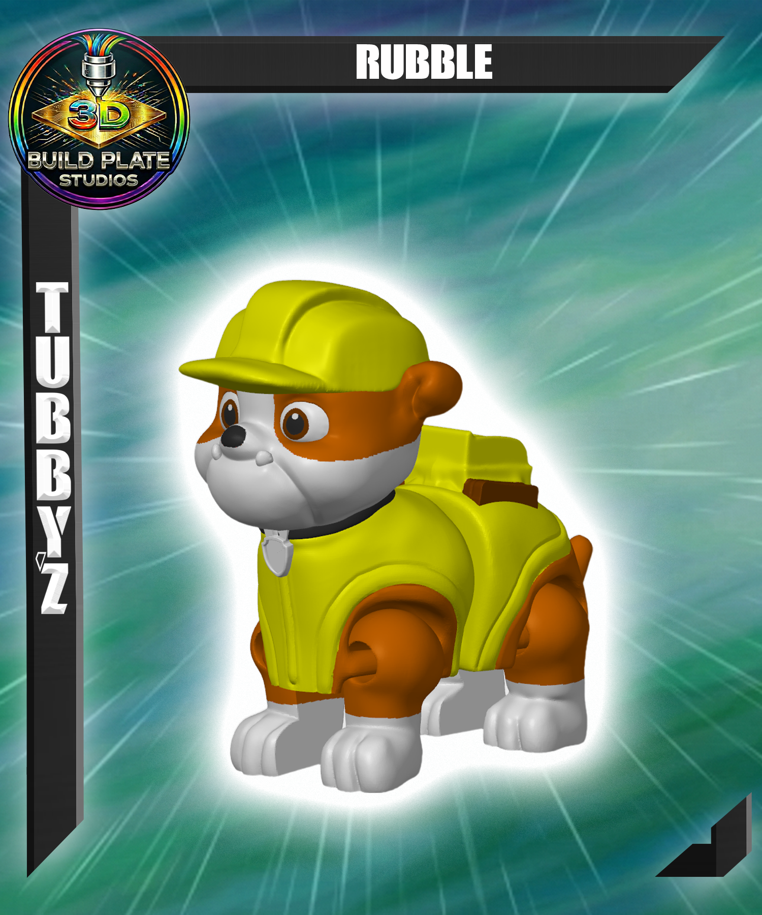 Paw Patrol Rubble Multicolor Flexi Print-In-Place 3D 3MF Model
