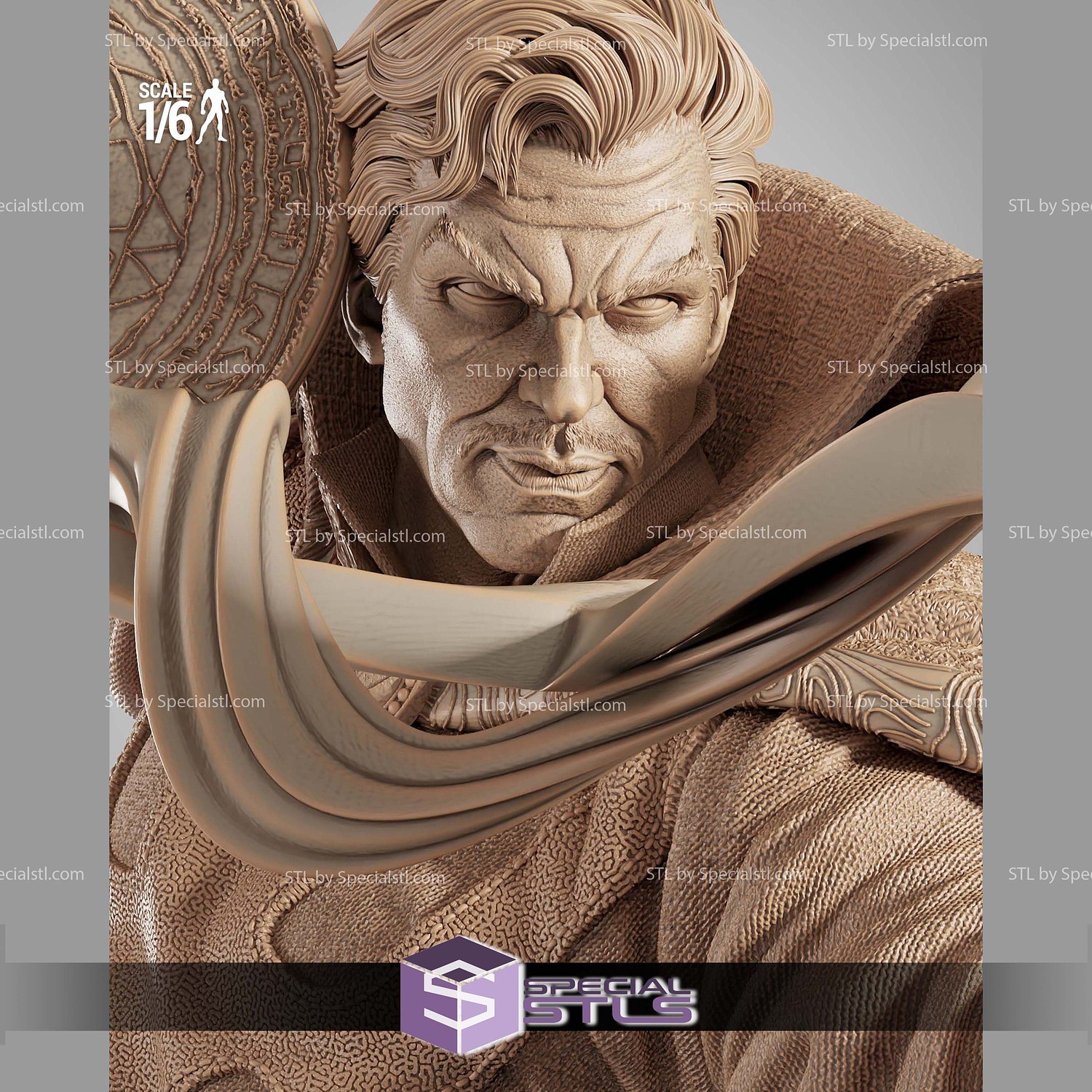 Doctor Strange with Spell 3D Printer Files STL Model — view 2