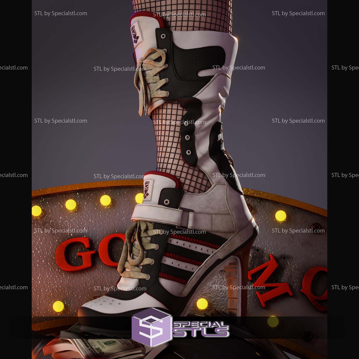 Harley Quinn Comics Version Alternative 394mm STL Files 3D Model — view 2