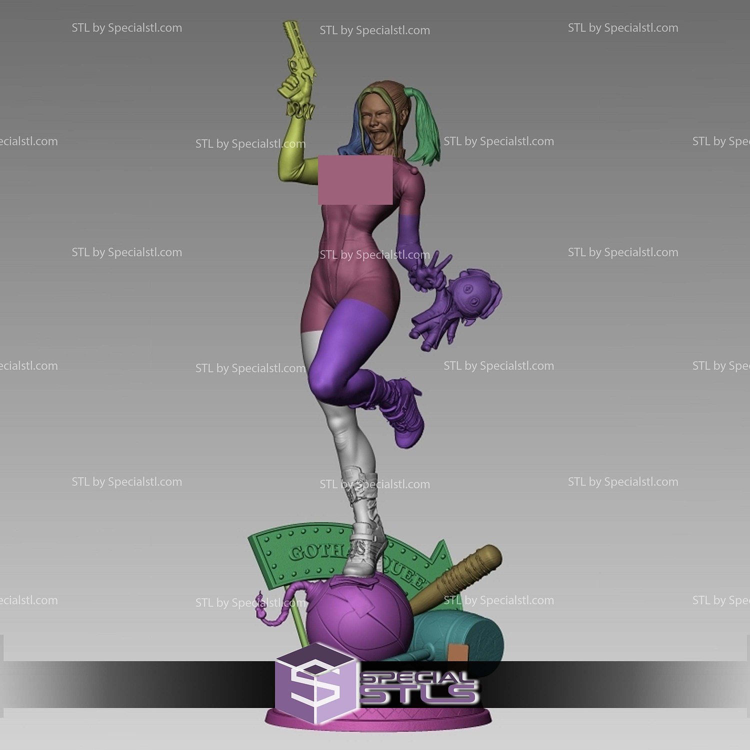 Harley Quinn Comics Version Alternative 394mm STL Files 3D Model — view 3