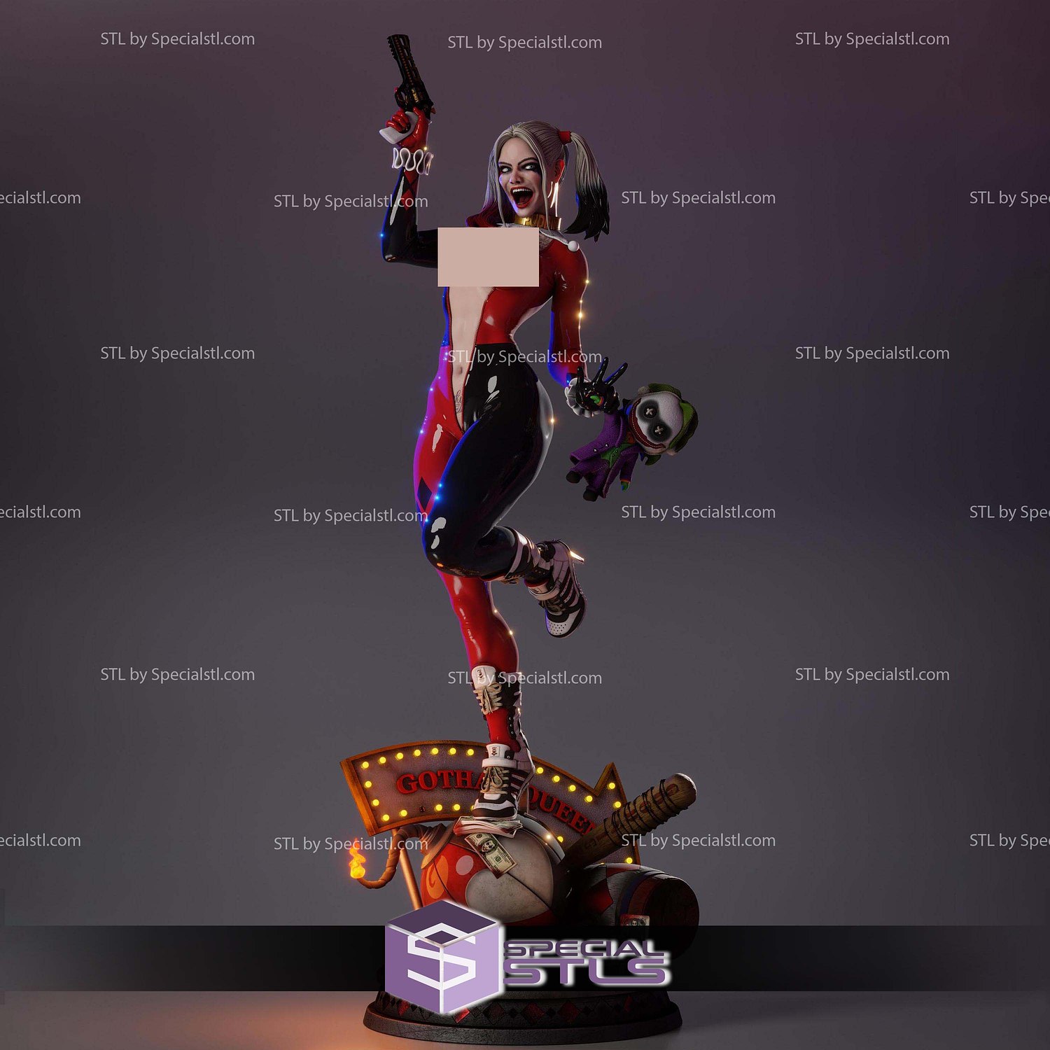 Harley Quinn Comics Version Alternative 394mm STL Files 3D Model — view 4