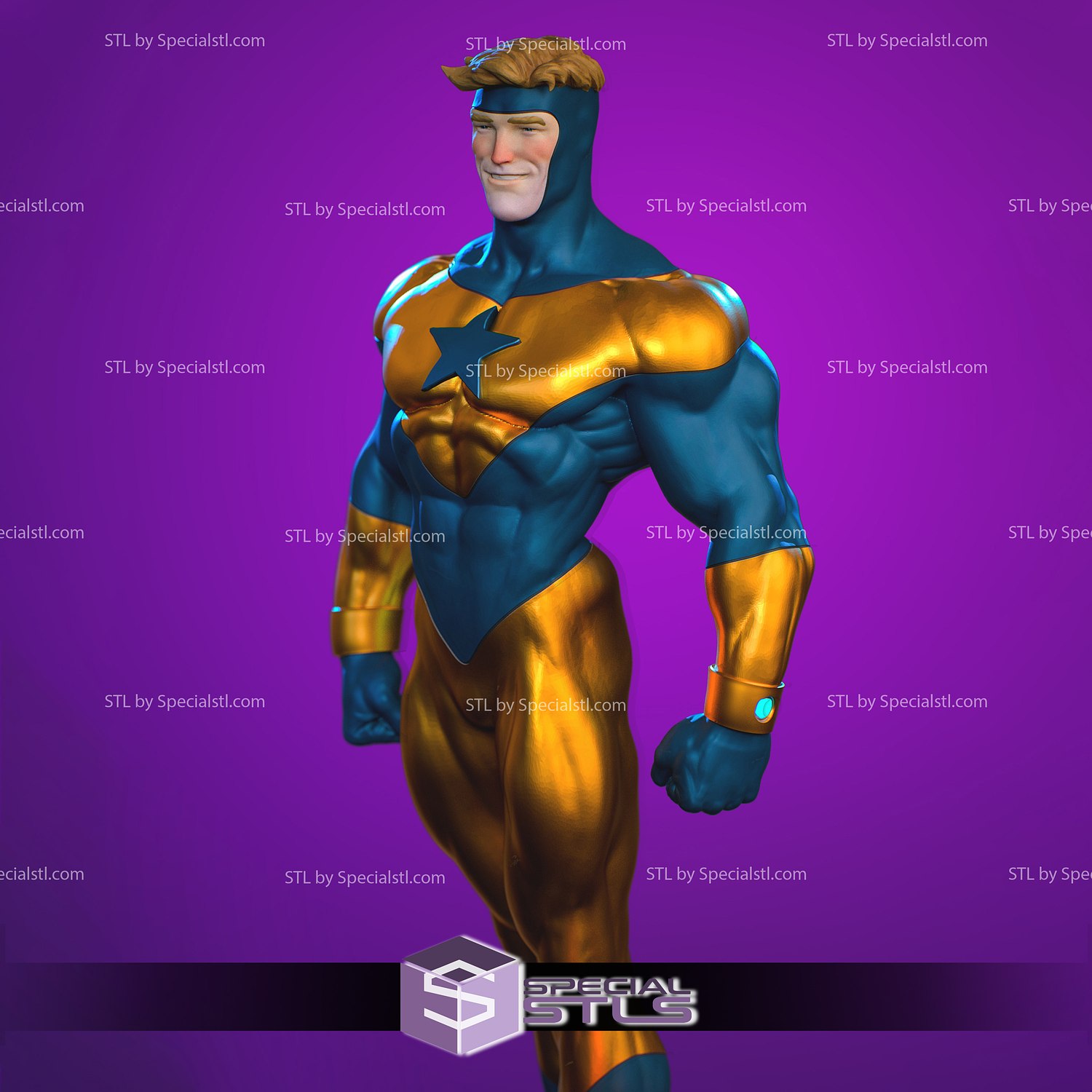 Booster Gold 325mm DC Hero STL Files 3D Model — view 3