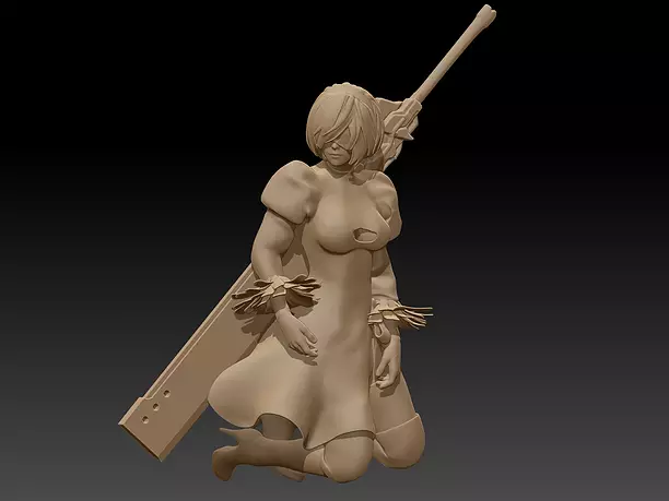 Nier2b sitting sword back 3D STL Model