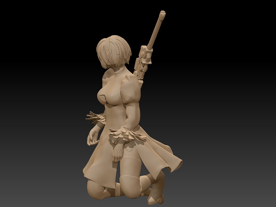Nier2b sitting sword back 3D STL Model — view 3