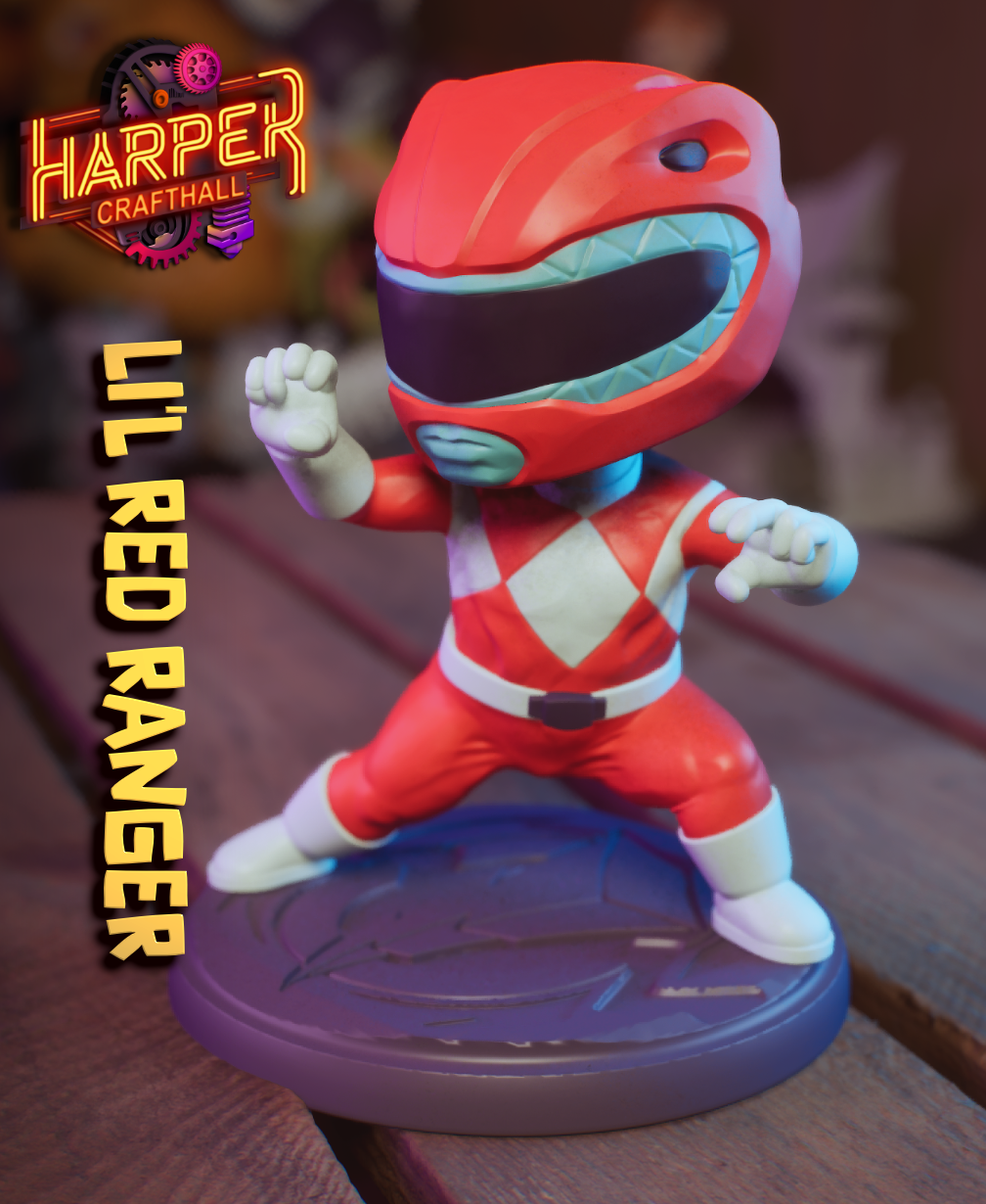 Li'l Red Ranger - Collectible 90s Kids Action Fanart Figure 3D 3MF Model