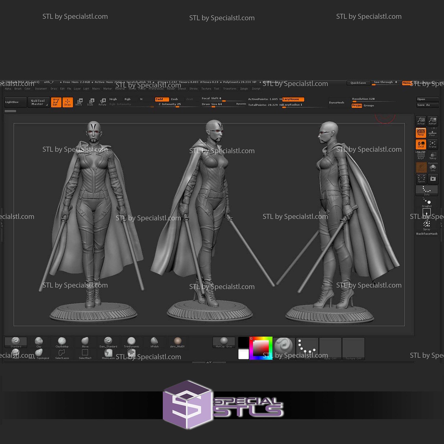 Asajj Ventress Standalone STL Files 3D Model — view 2