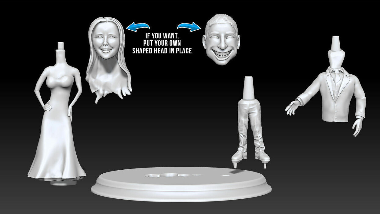 Wedding couple Cake 3D print OBJ Model — view 2