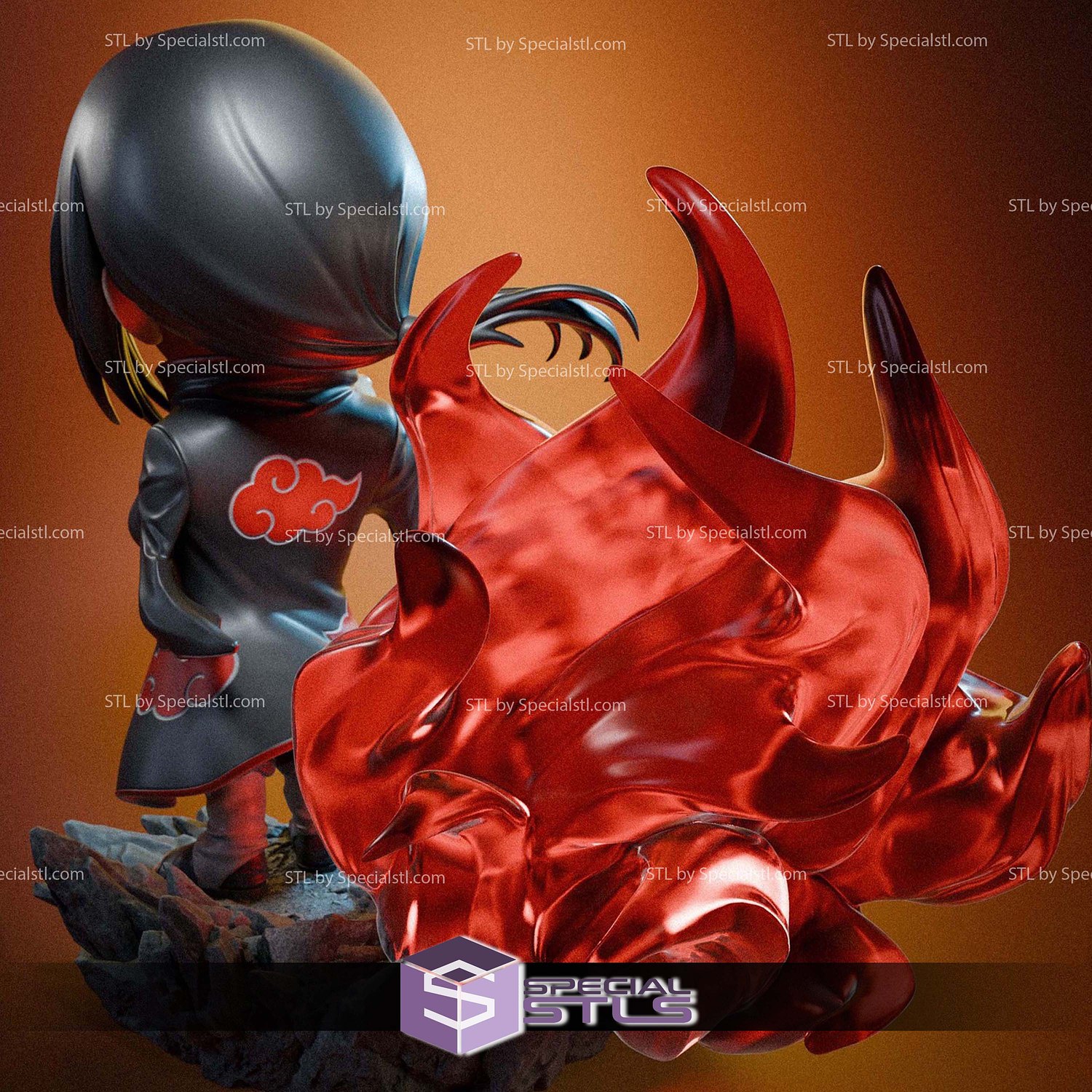 Itachi Uchinha Diorama Chibi 3D Printer Files STL Model — view 2