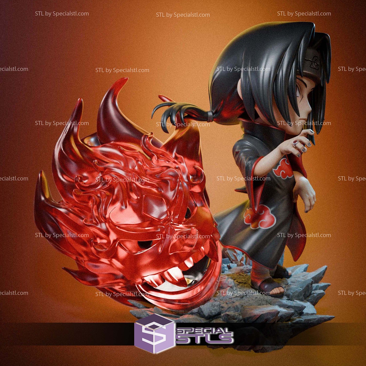 Itachi Uchinha Diorama Chibi 3D Printer Files STL Model — view 5