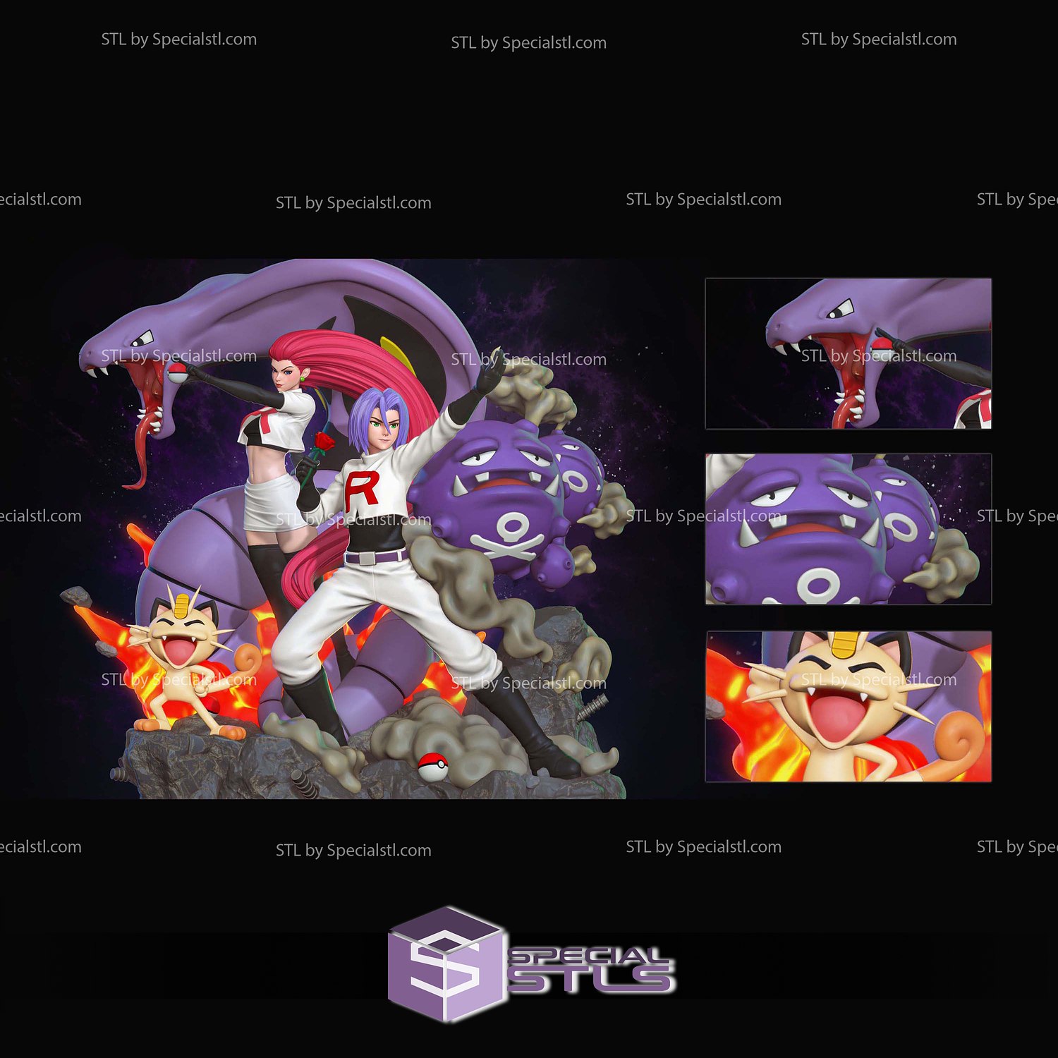 Team Rocket Diorama 3D Print Model STL Model — view 2