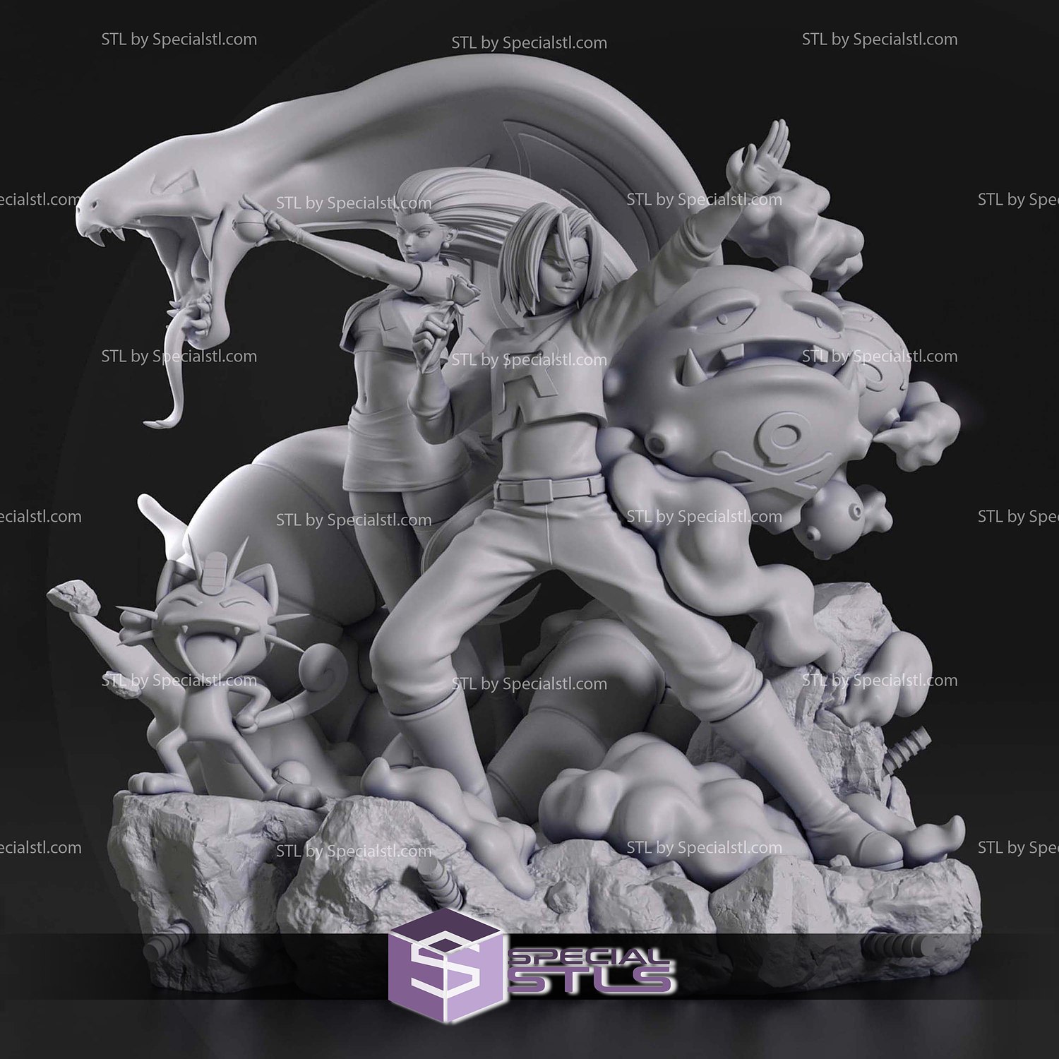 Team Rocket Diorama 3D Print Model STL Model — view 3