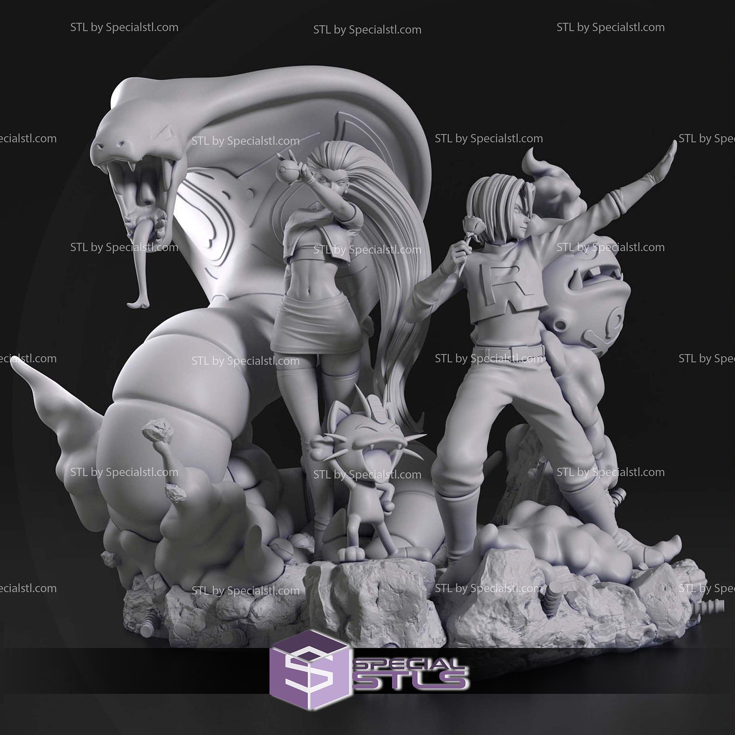 Team Rocket Diorama 3D Print Model STL Model — view 4