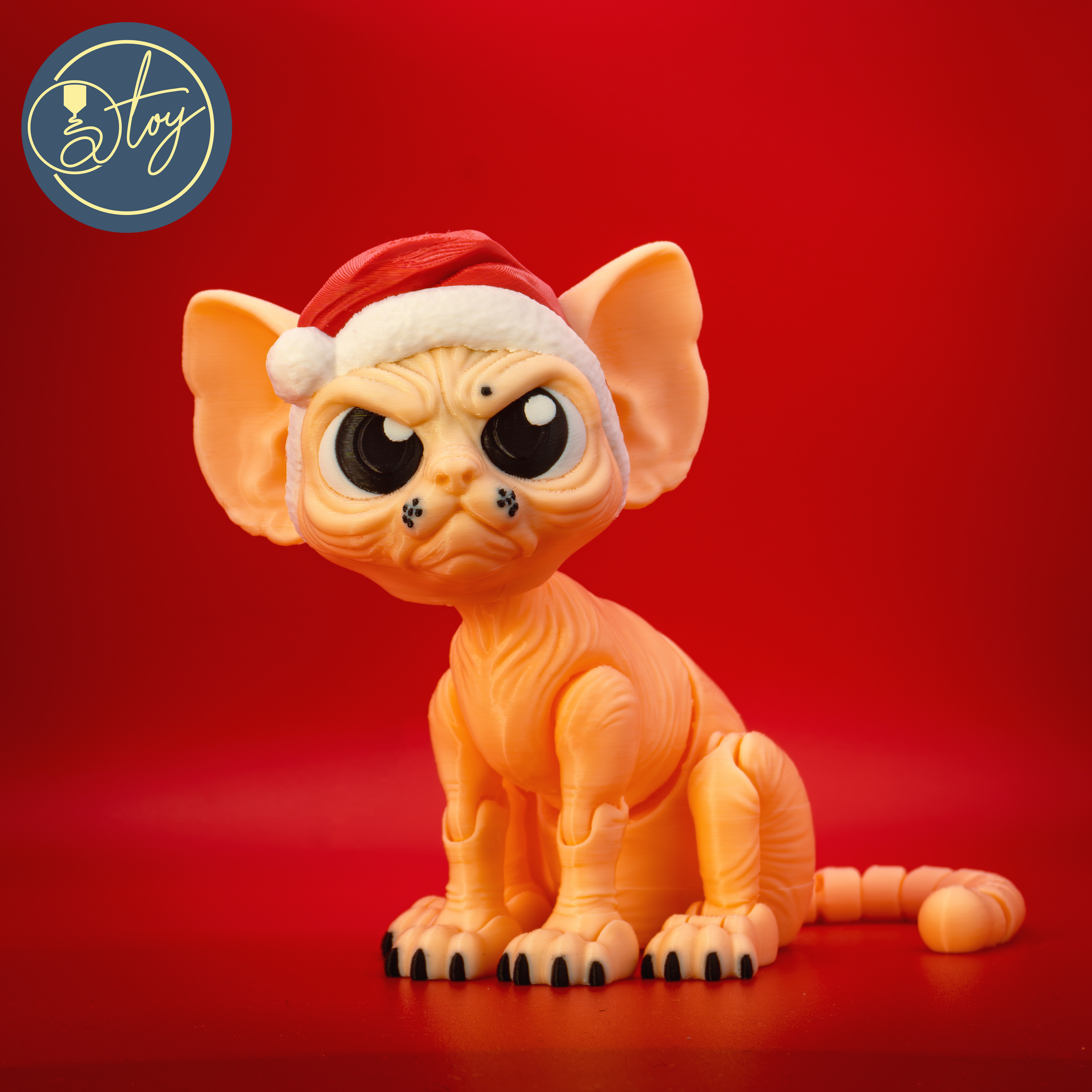 Larry the Sphynx ChristmasHat 3D 3MF Model — view 2