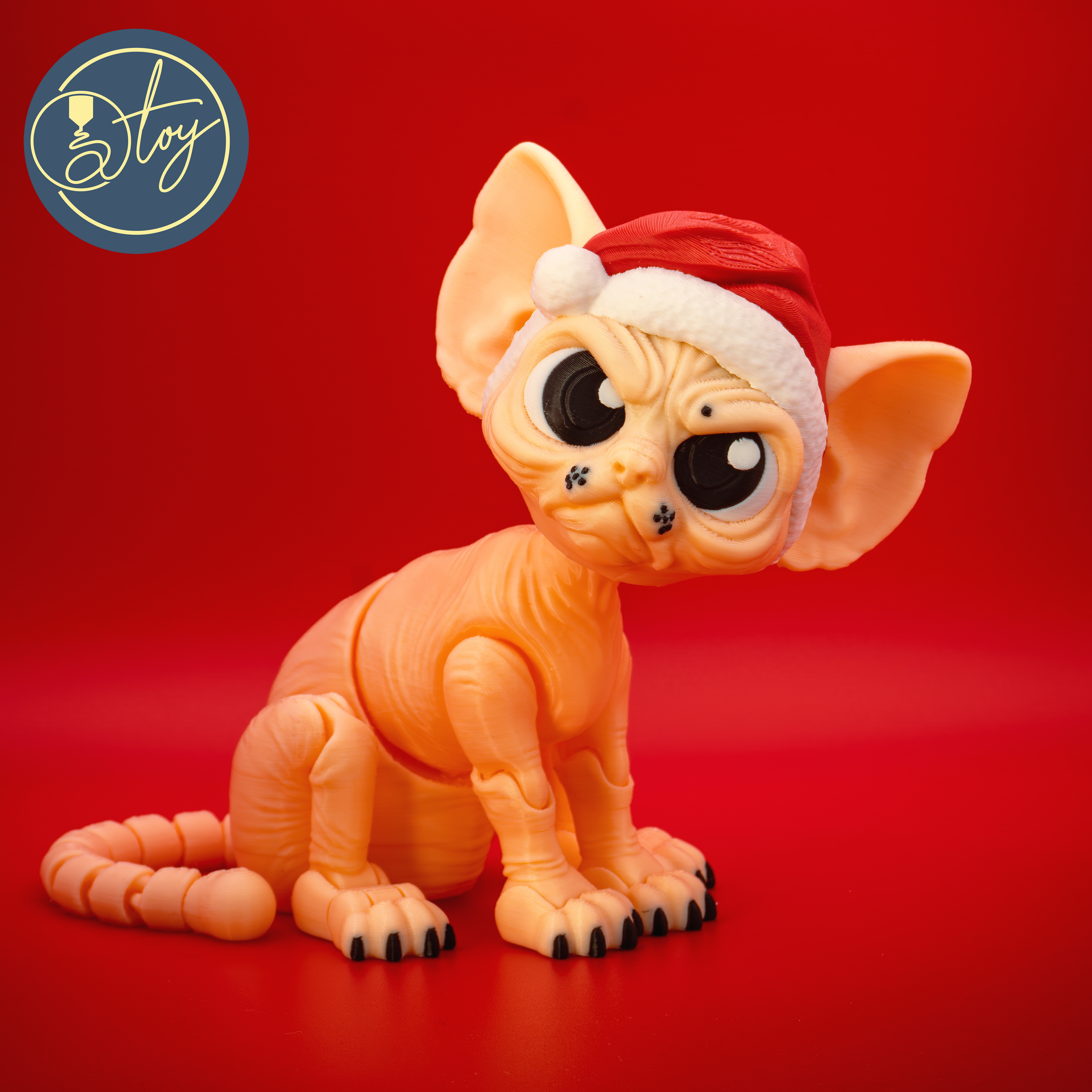 Larry the Sphynx ChristmasHat 3D 3MF Model — view 4