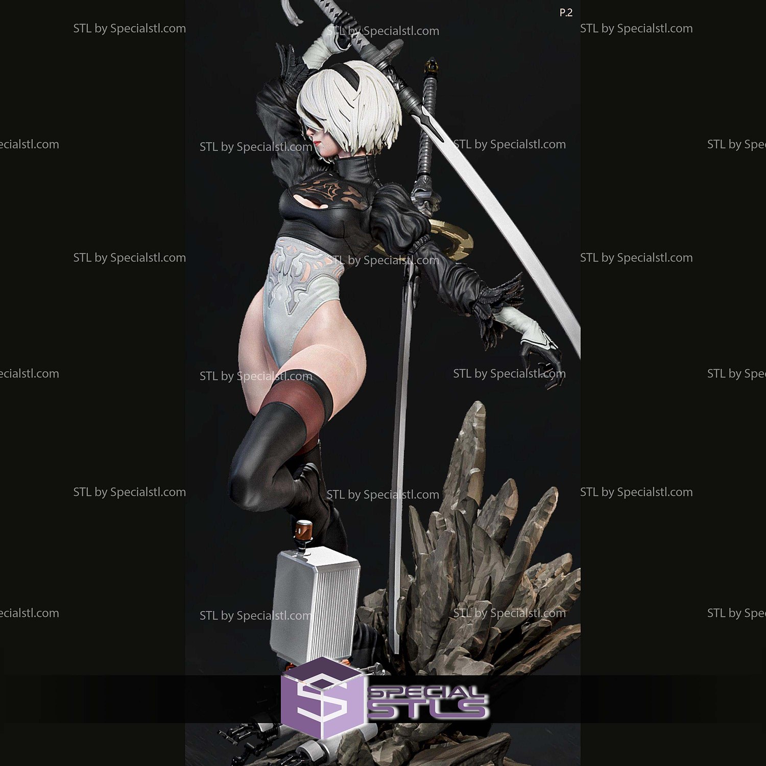 2B Various Version P2 H300mm STL Files 3D Model — view 2