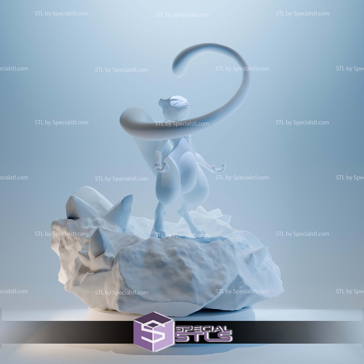 Super Basic Pokemon STL - Mewtwo Celestial Cave 3D Model — view 4