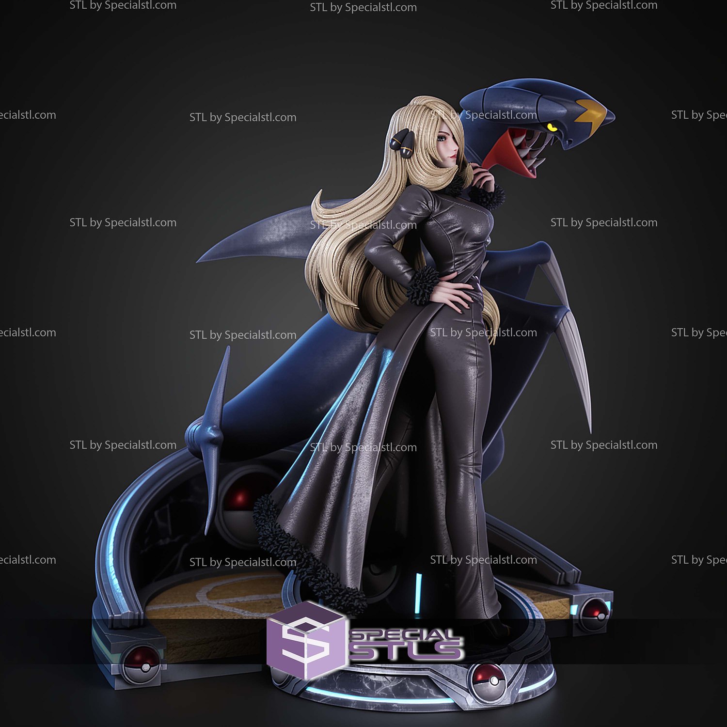 Cynthia And Garchomp 1 6 STL Files 3D Model — view 2