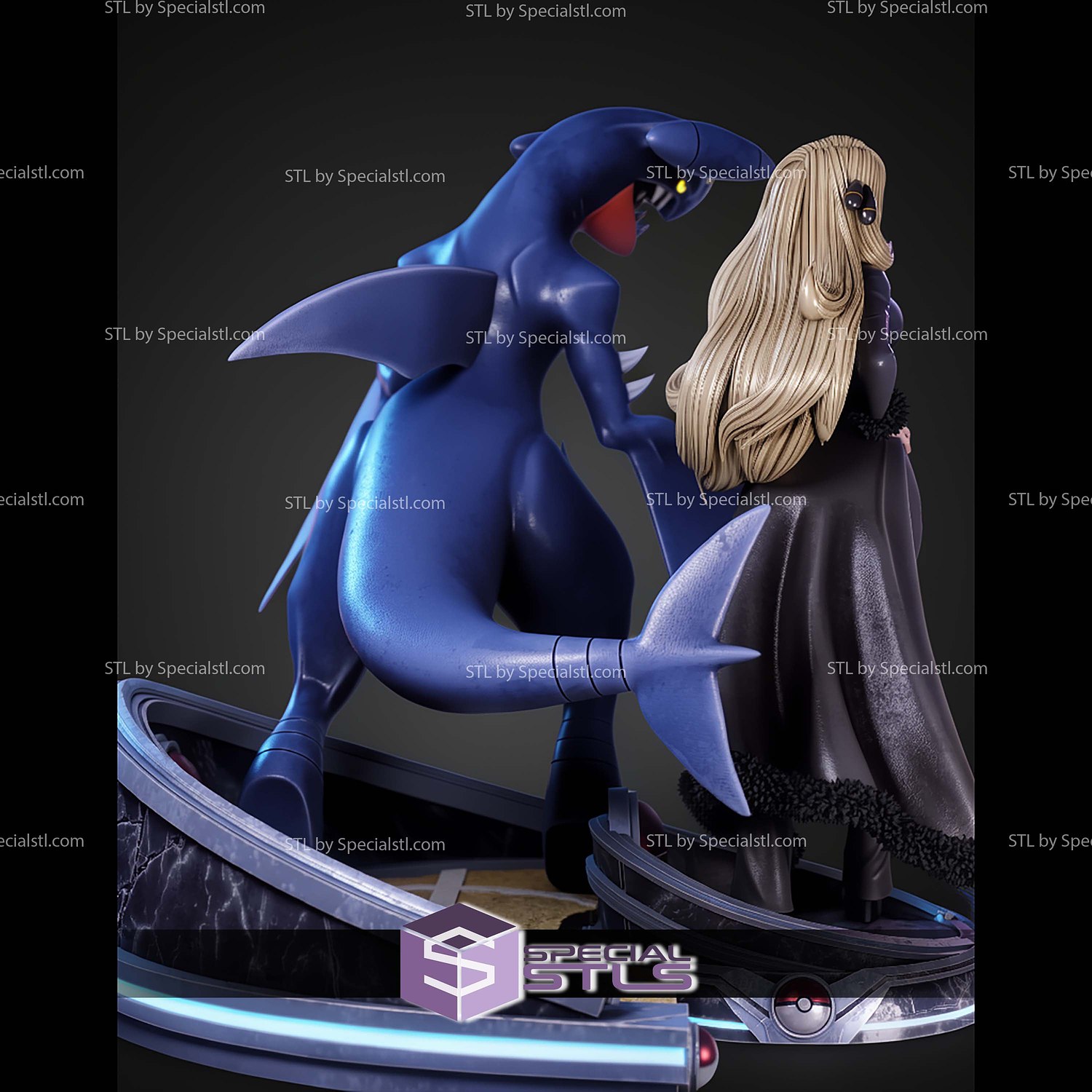 Cynthia And Garchomp 1 6 STL Files 3D Model — view 3