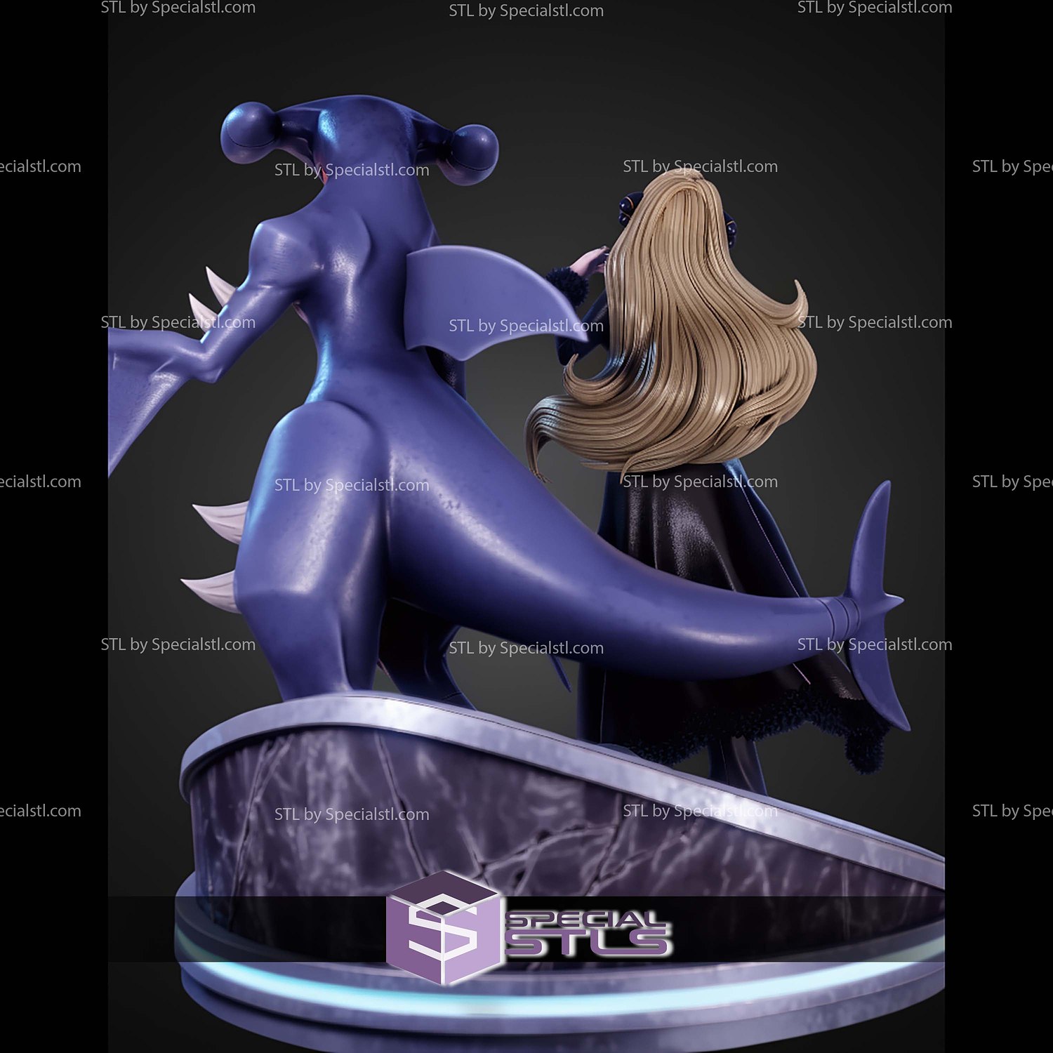 Cynthia And Garchomp 1 6 STL Files 3D Model — view 4